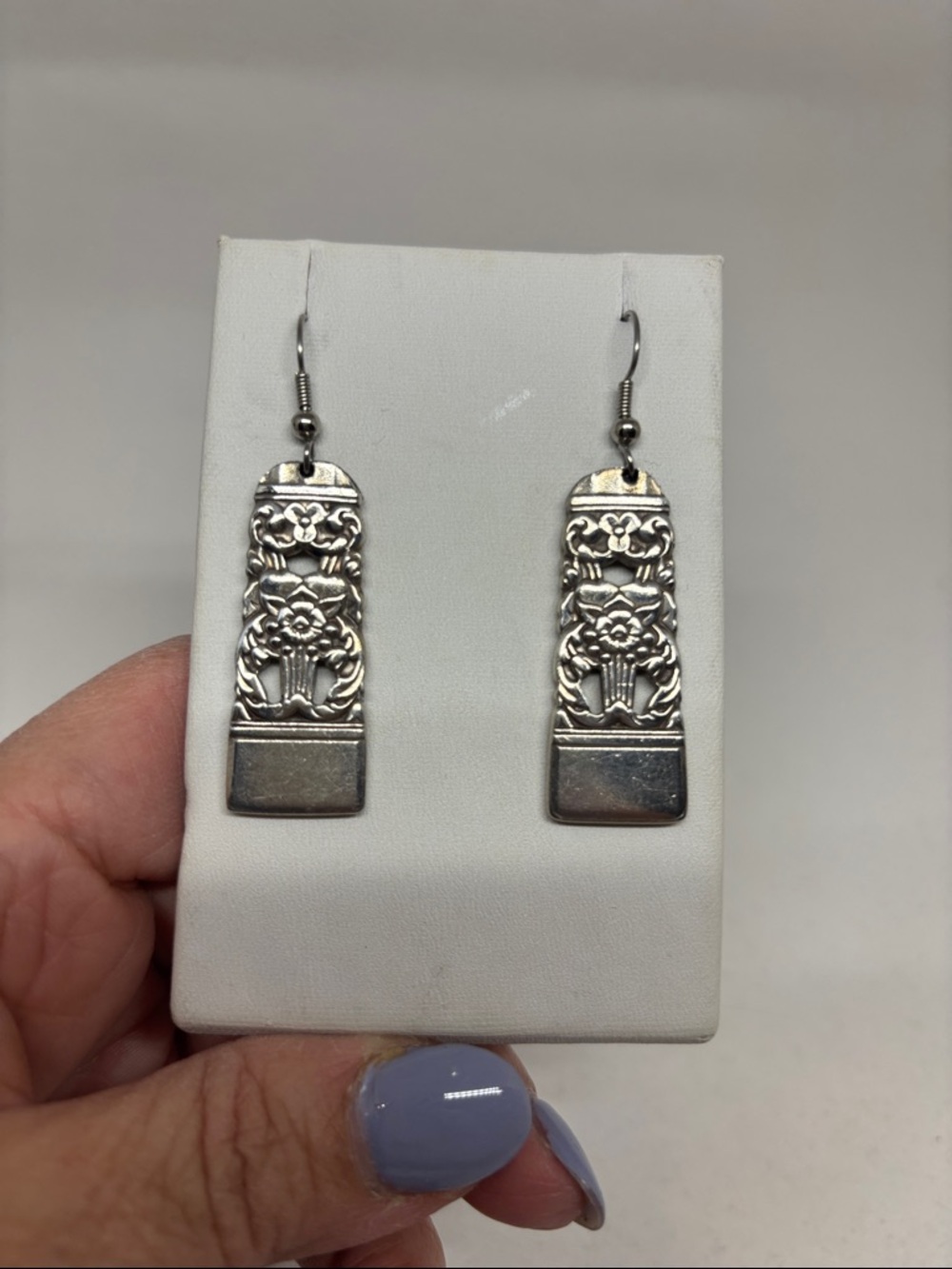 Silver Filigree Floral Drop Earrings